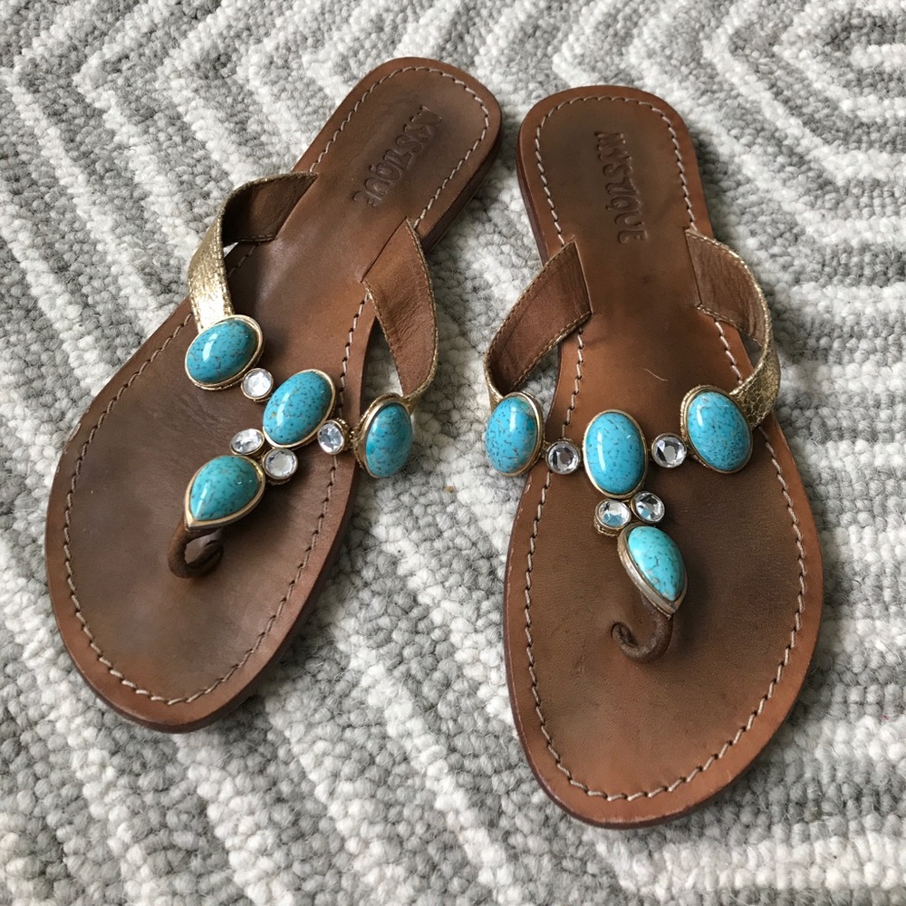 Mystique Boutique Turquoise Jeweled Sandals